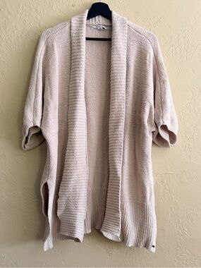 O'Neill Oversized Light Cream Open-Front Short-Sleeve Cardigan